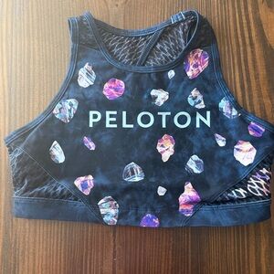 Peloton Navy Pattern Sports Bra with Colorful Accents
